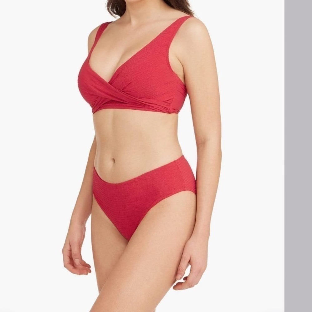 Sea Level Red Messina mid bikini bottoms 6 NWT